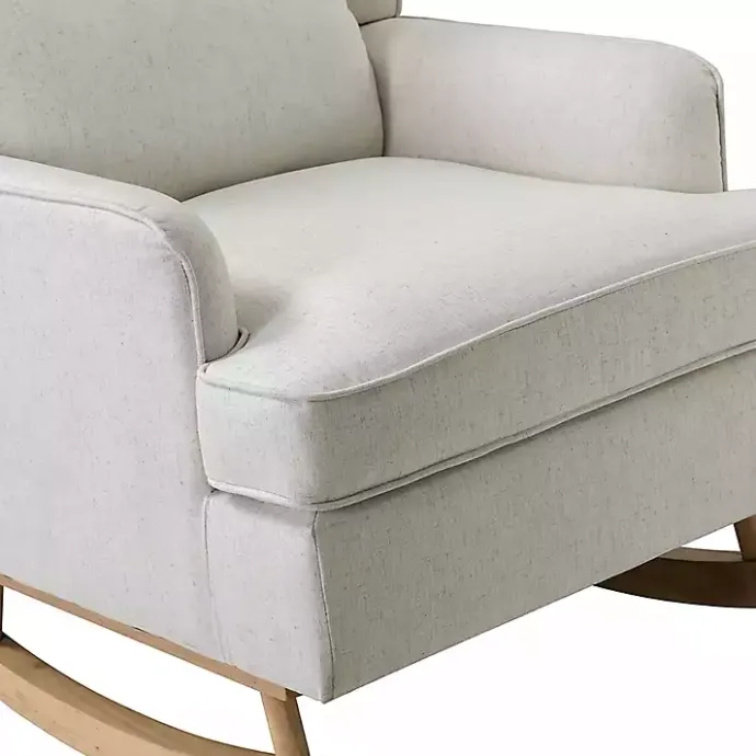 Clearance Kirklands Home Cream Upholstered Wingback Rocking Chair Ivory