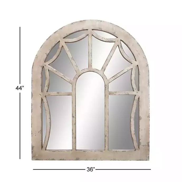 Outlet Kirklands Home Cream Vintage Fir Wood Arch Framed Mirror