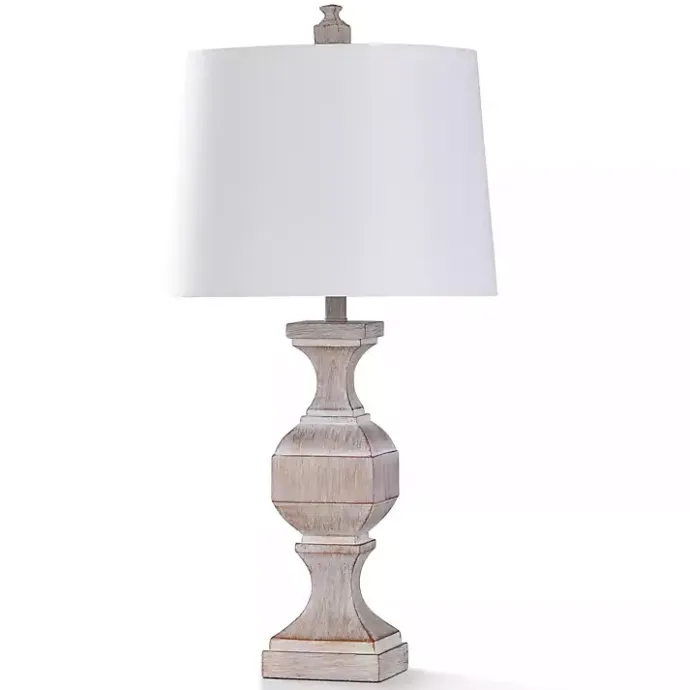 Hot Kirklands Home Cream Washed Stone Malta Table Lamp White