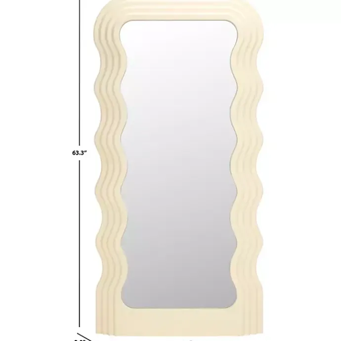 Discount Kirklands Home Cream Wavy Mayha Leaner Mirror White