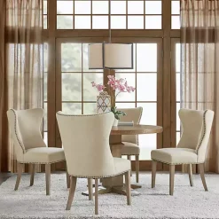 Online Kirklands Home Cream Wing Back Nailhead Dining Chairs, Set of 2 Ivory