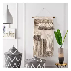 Kirklands Home Cream Woven Layered Textured Macrame Wall Hanging Ivory