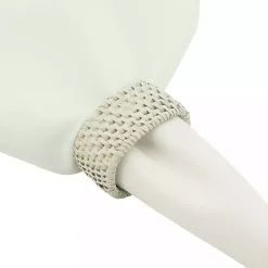 Clearance Kirklands Home Cream Woven Rattan Oval Napkin Rings, Set of 4 White