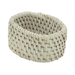 Clearance Kirklands Home Cream Woven Rattan Oval Napkin Rings, Set of 4 White