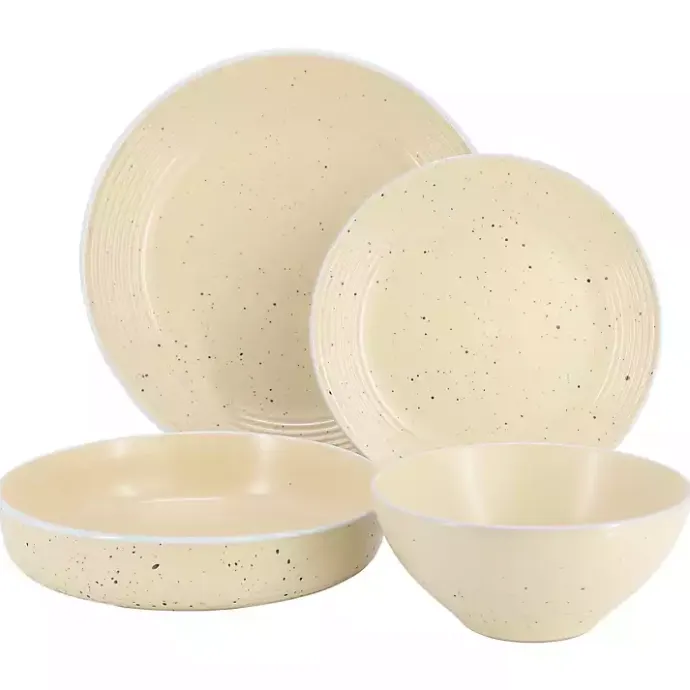 Best Kirklands Home Cream Emilia Stoneware 16pc. Dinnerware Set Yellow