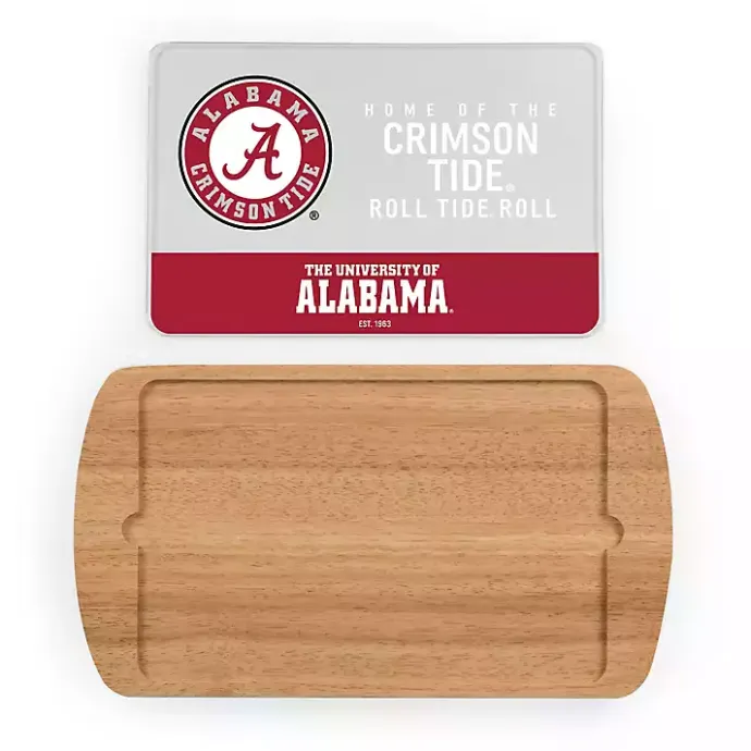 Kirklands Home Crimson Tide Wood and Glass Serving Board