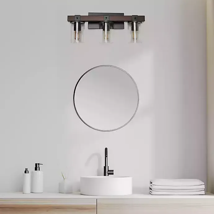 New Kirklands Home Crossbeam Vanity Flushed Mount Shade Brown