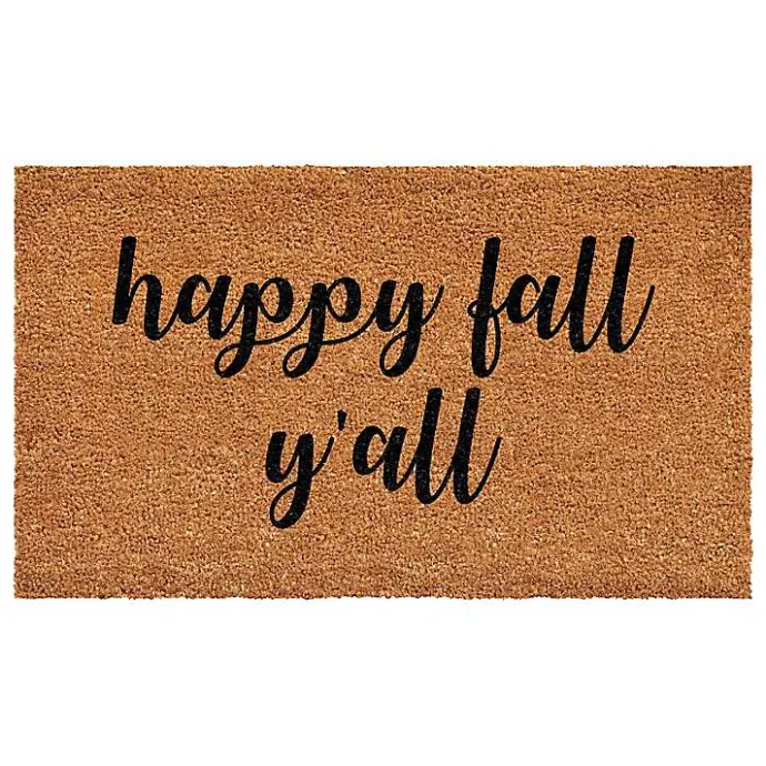 Clearance Kirklands Home Cursive Happy Fall Y'all Coir Doormat, 24x36