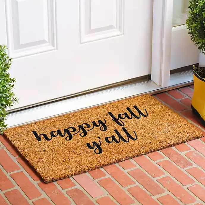 Clearance Kirklands Home Cursive Happy Fall Y'all Coir Doormat, 24x36