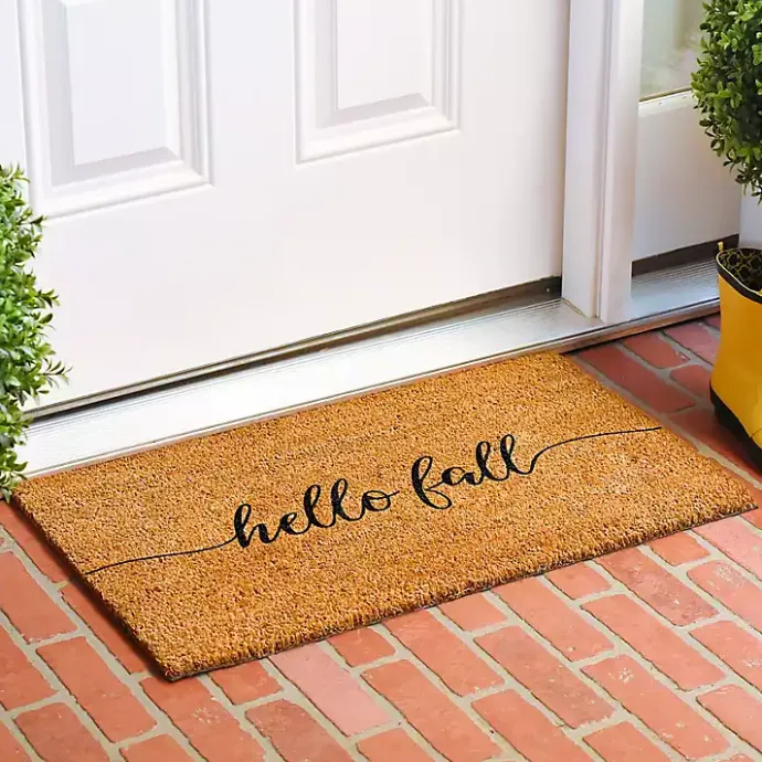 Kirklands Home Cursive Hello Fall Coir Doormat, 24x36