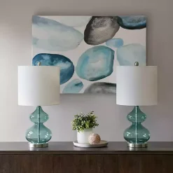 New Kirklands Home Curved Glass Table Lamps, Set of 2 Blue