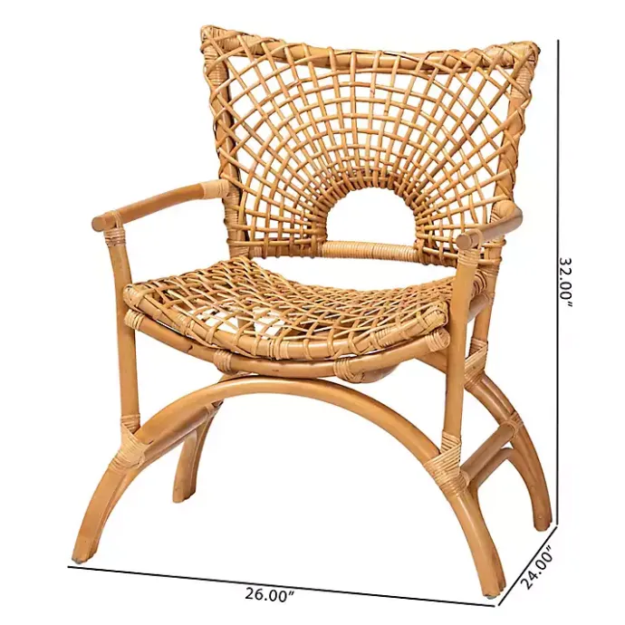 Outlet Kirklands Home Curved Natural Rat Woven Accent Chair Tan