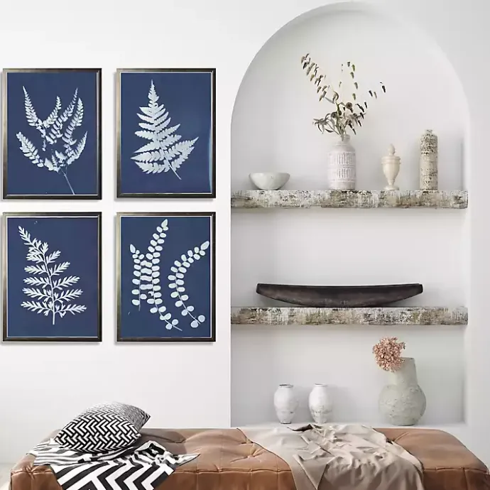 Kirklands Home Cyanotype Ferns Framed Art Prints, Set of 4