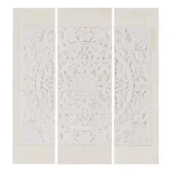 Kirklands Home 3D Embellished Canvas 3-pc. Set Ivory
