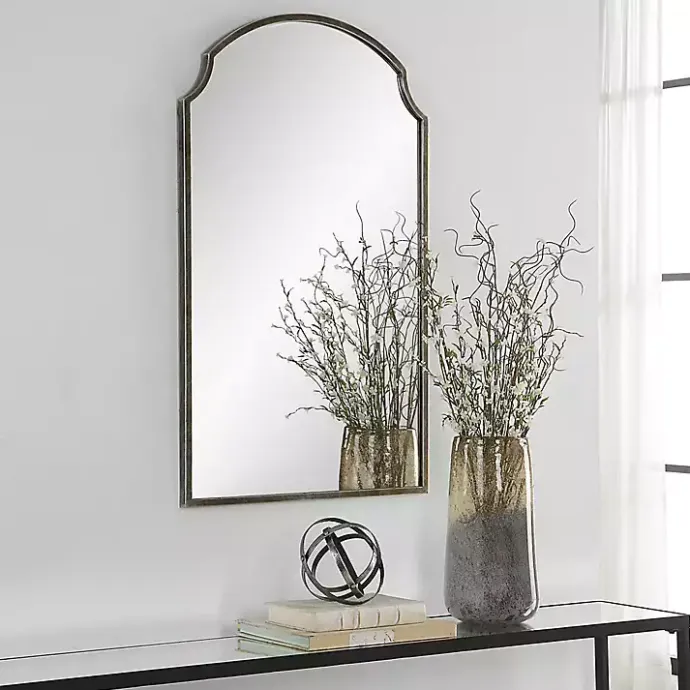 Clearance Kirklands Home Dark Bronze Arched Scallop Edge Wall Mirror Gray