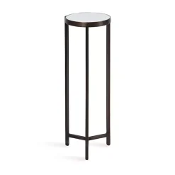 Kirklands Home Dark Bronze Mirrored Tabletop Aguilar Drink Table Brown