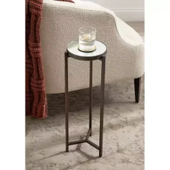 Kirklands Home Dark Bronze Mirrored Tabletop Aguilar Drink Table Brown