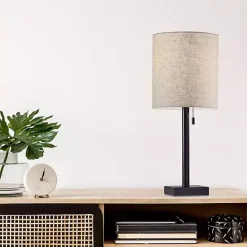 Best Kirklands Home Dark Bronze Square Base Table Lamp Ivory