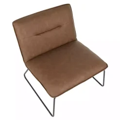 Outlet Kirklands Home Dark Faux Leather Sleigh Accent Chair Brown