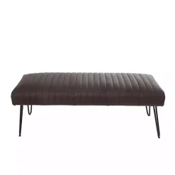 Online Kirklands Home Dark Leather Tufted Panel Bench Brown