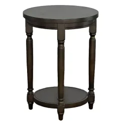 Discount Kirklands Home Dark Round Charging Accent Table Brown