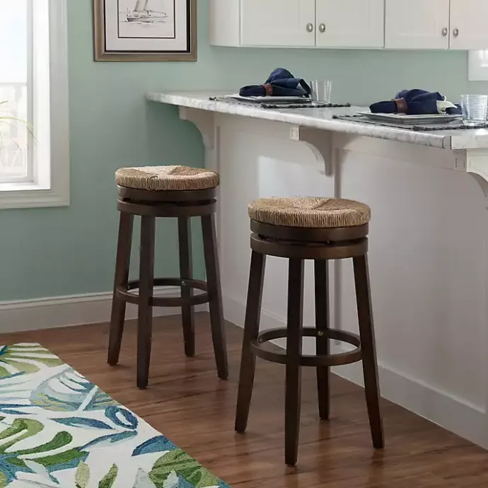 Outlet Kirklands Home Dark Seagrass Swivel Bar Stool Brown