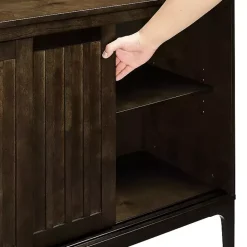 Online Kirklands Home Dark Slatted Sliding Door Sideboard Brown
