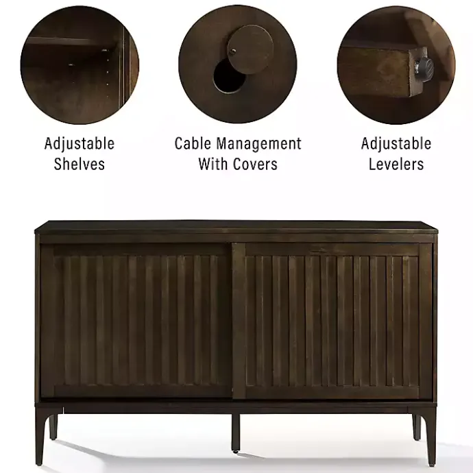 Online Kirklands Home Dark Slatted Sliding Door Sideboard Brown