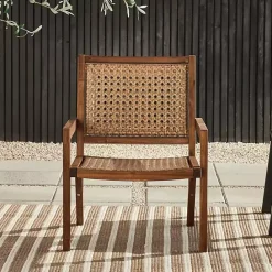 Kirklands Home Dark Brown Wood and Rattan Outdoor Chair