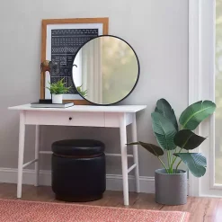 Best Kirklands Home Dark Wood 1-Drawer Midcentury Modern Desk Brown