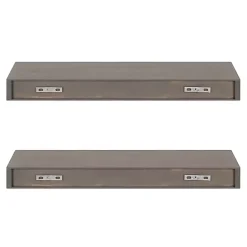 Outlet Kirklands Home Dark Brown Wood Floating Shelves, Set of 2