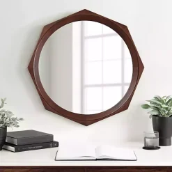 Online Kirklands Home Dark Wood Octagon Cyrus Wall Mirror Brown