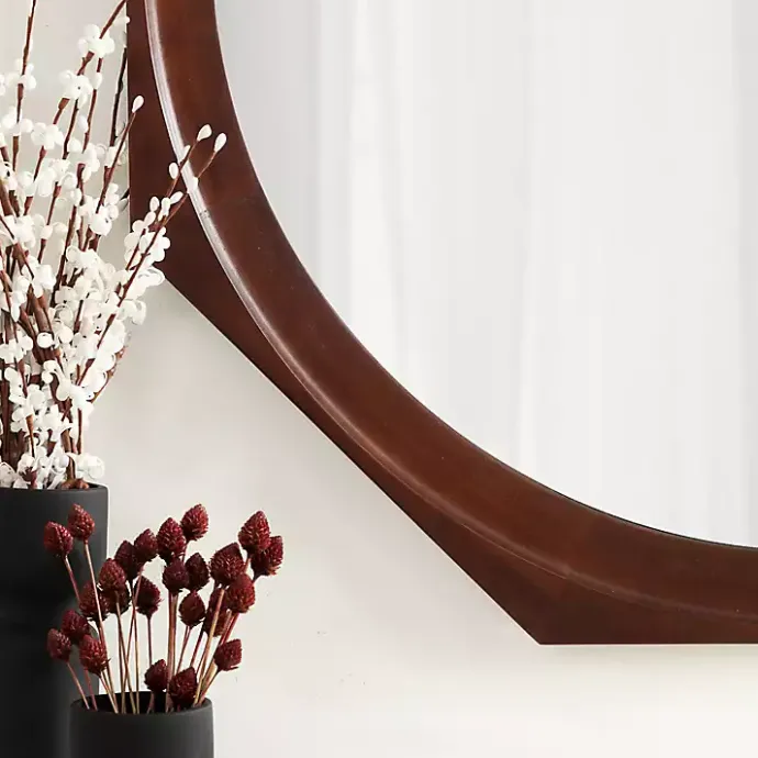 Online Kirklands Home Dark Wood Octagon Cyrus Wall Mirror Brown
