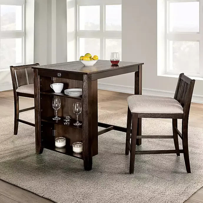 Kirklands Home Dark Cherry Wood Kayla Counter Height 3-pc. Set Brown