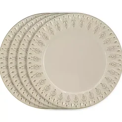Discount Kirklands Home Dark Cream Plume Border Chargers, Set of 4 Ivory