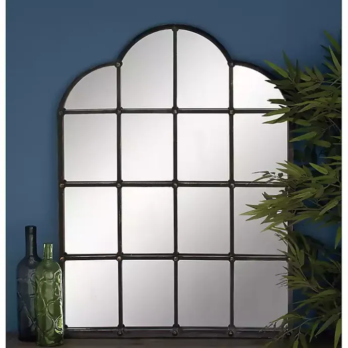 Kirklands Home Dark Crown Frame Windowpane Mirror
