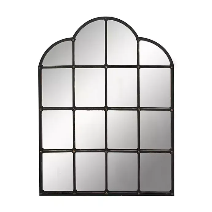 Kirklands Home Dark Crown Frame Windowpane Mirror