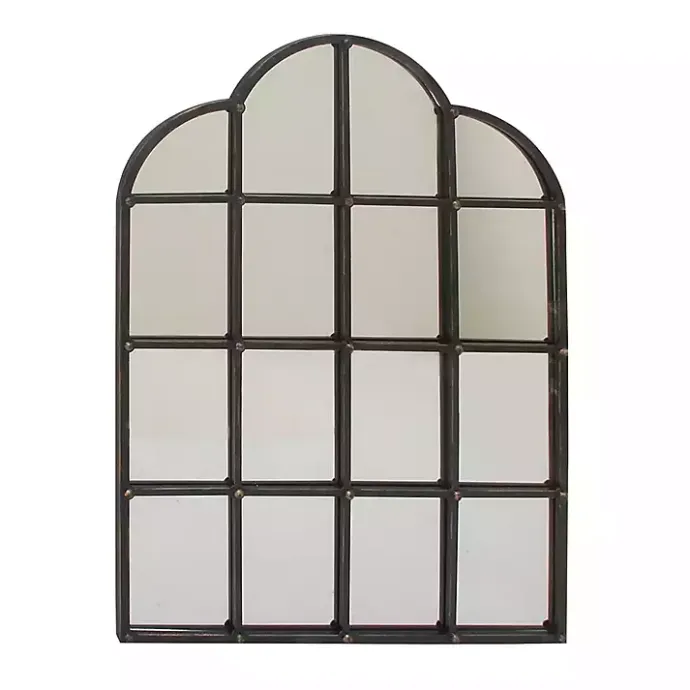 Kirklands Home Dark Crown Frame Windowpane Mirror