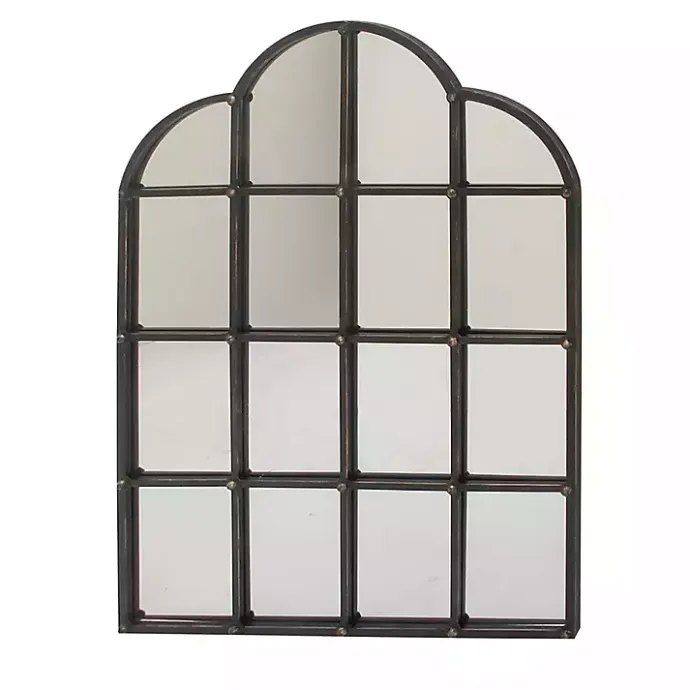 Kirklands Home Dark Crown Frame Windowpane Mirror