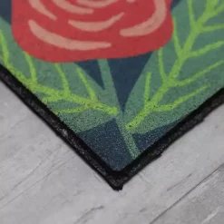 Discount Kirklands Home Dark Floral Welcome Rubber Doormat Multi