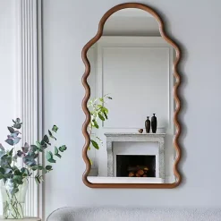 Kirklands Home Dark Gold Arched Wavy Wall Mirror