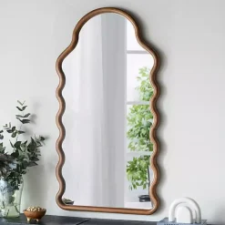 Kirklands Home Dark Gold Arched Wavy Wall Mirror