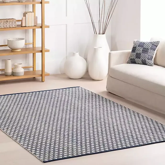 Sale Kirklands Home Dark Gray and Ivory Dainty Diamond Area Rug, 5x8