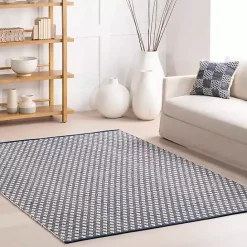 Discount Kirklands Home Dark Gray and Ivory Dainty Diamond Area Rug, 6x9