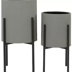 Sale Kirklands Home Dark Barrel 2-pc. Planter Set Gray