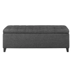 Discount Kirklands Home Dark Button Tufted Storage Bench Gray