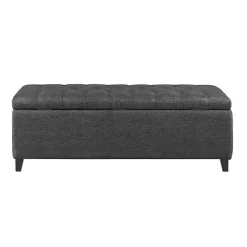 Discount Kirklands Home Dark Button Tufted Storage Bench Gray