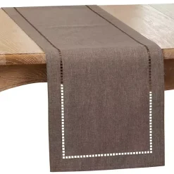 Hot Kirklands Home Dark Hemstitch Border Table Runner Gray