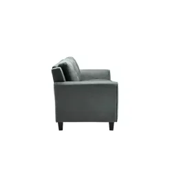 Outlet Kirklands Home Dark Kelly Microfiber Rolled Arm Loveseat Gray