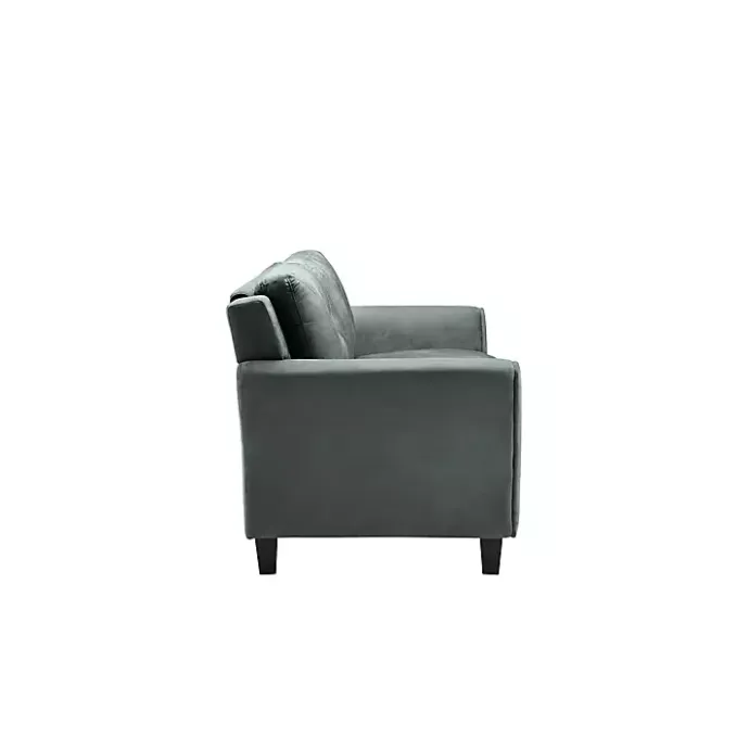 Outlet Kirklands Home Dark Kelly Microfiber Rolled Arm Loveseat Gray